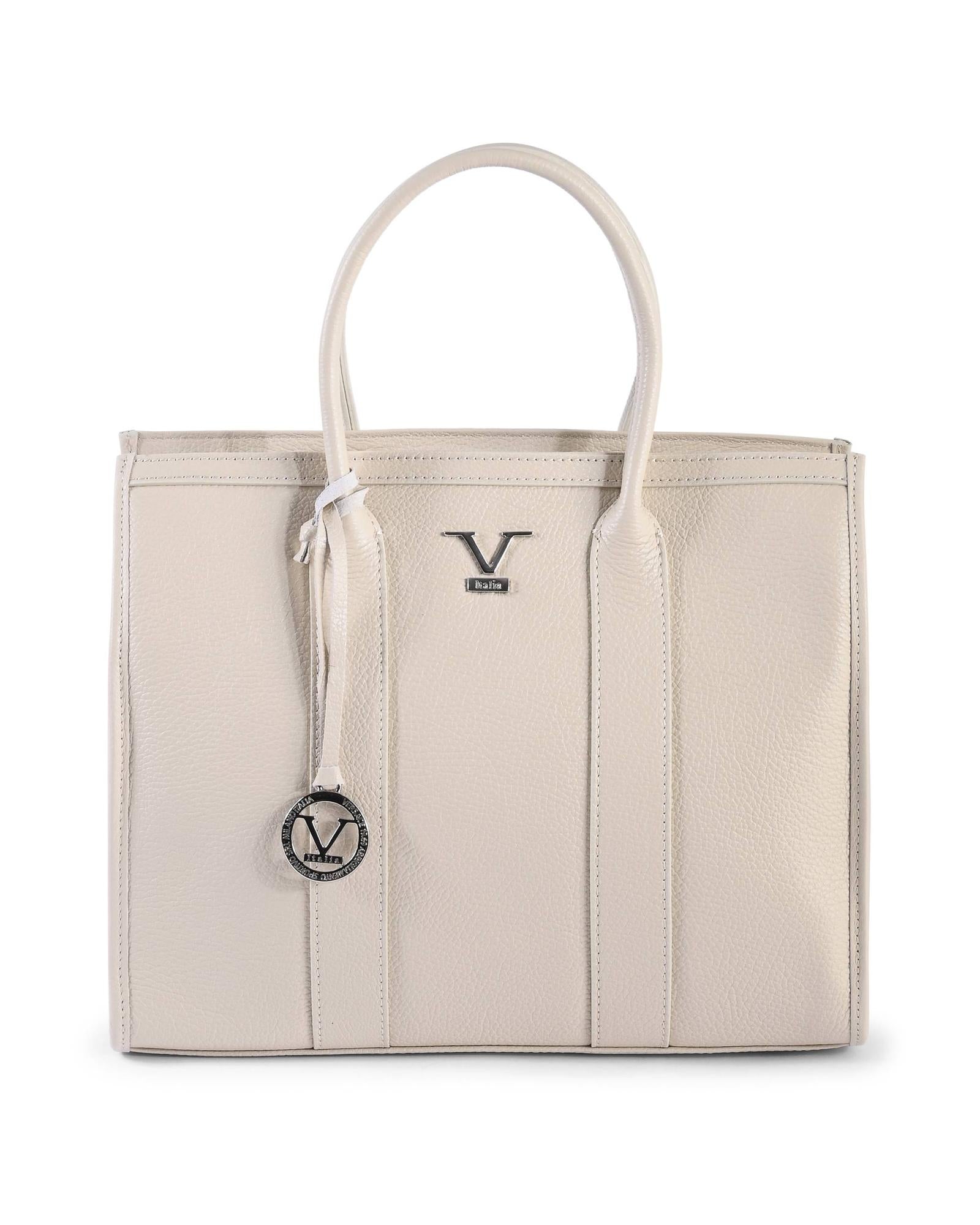 V Italia by Versace 1969 Beige Leather Tote Bag - Italian Designer Handbag