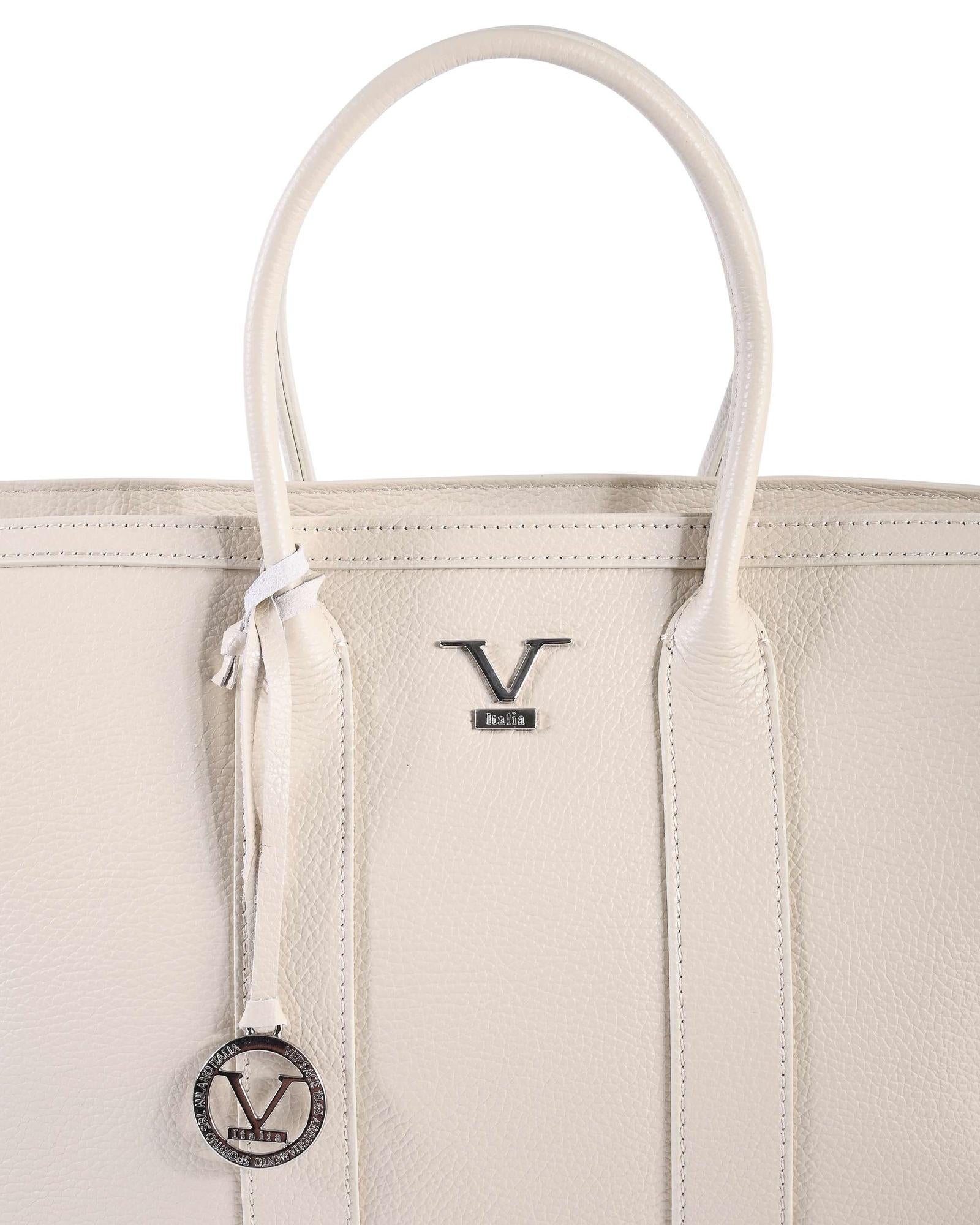 V Italia by Versace 1969 Beige Leather Tote Bag - Italian Designer Handbag