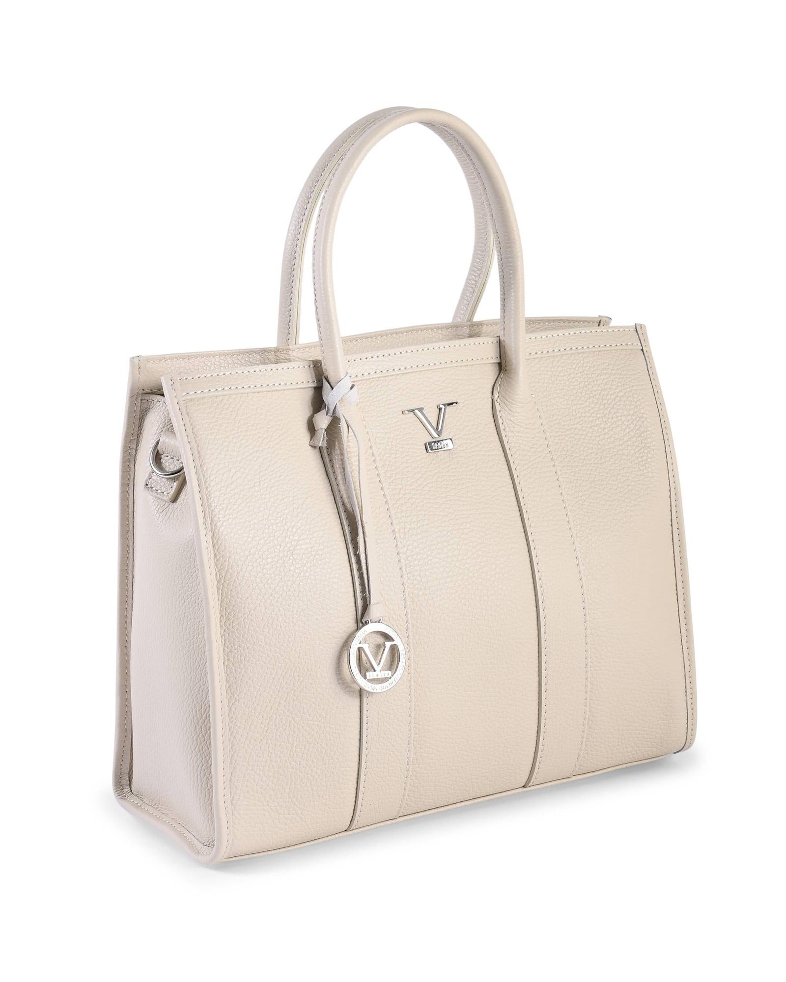 V Italia by Versace 1969 Beige Leather Tote Bag - Italian Designer Handbag