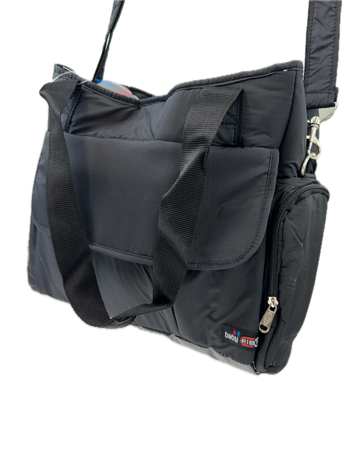 Baby Nappy Diaper Bag - Large Travel Tote with Changing Mat & Insulated Pockets (Black)