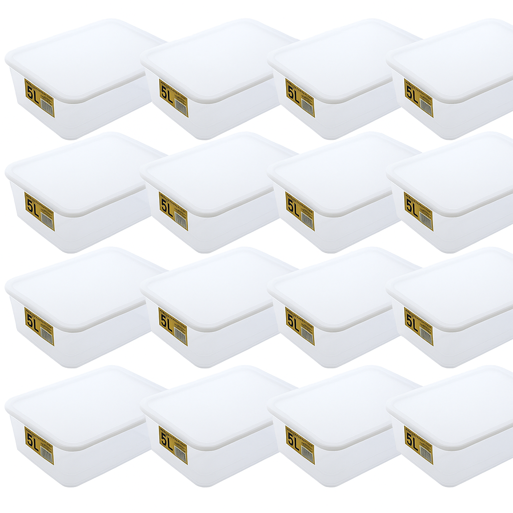 5L Food Storage Containers 16 Pack - Made in Australia Recyclable Bulk Lot with Lids