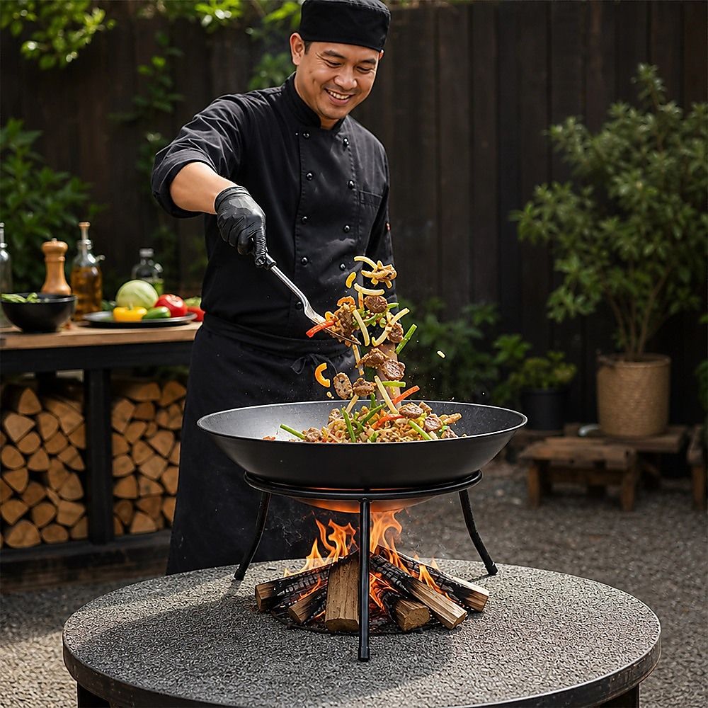 Iron Fire Bowl Traditional Log Fire Pit Outdoor Heating Camp Site Barbecue