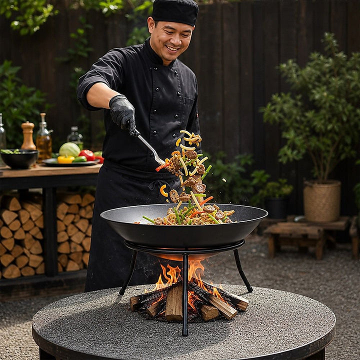 Iron Fire Bowl Traditional Log Fire Pit Outdoor Heating Camp Site Barbecue