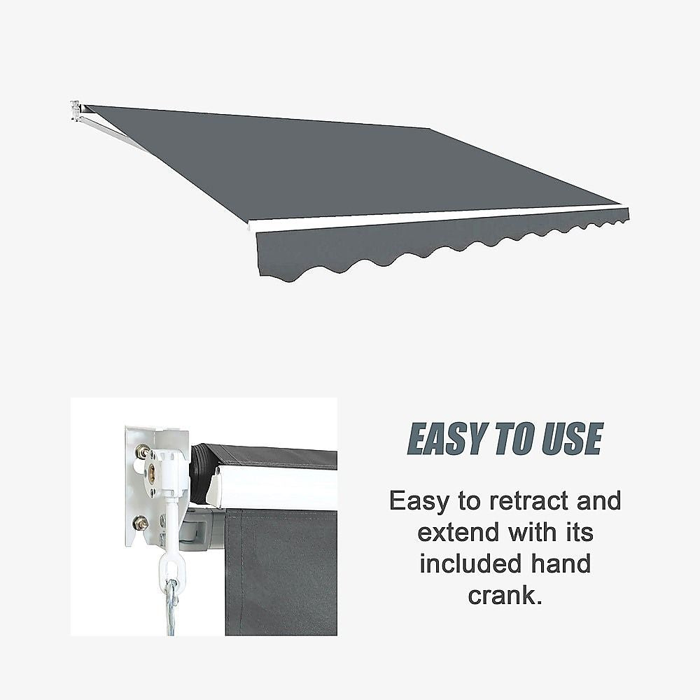Outdoor Folding Arm Awning Retractable Sunshade Canopy Grey 4.0m x 2.5m