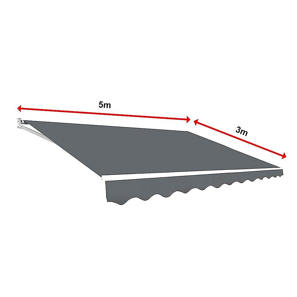 Outdoor Folding Arm Awning Retractable Sunshade Canopy Grey 5.0m x 3.0m