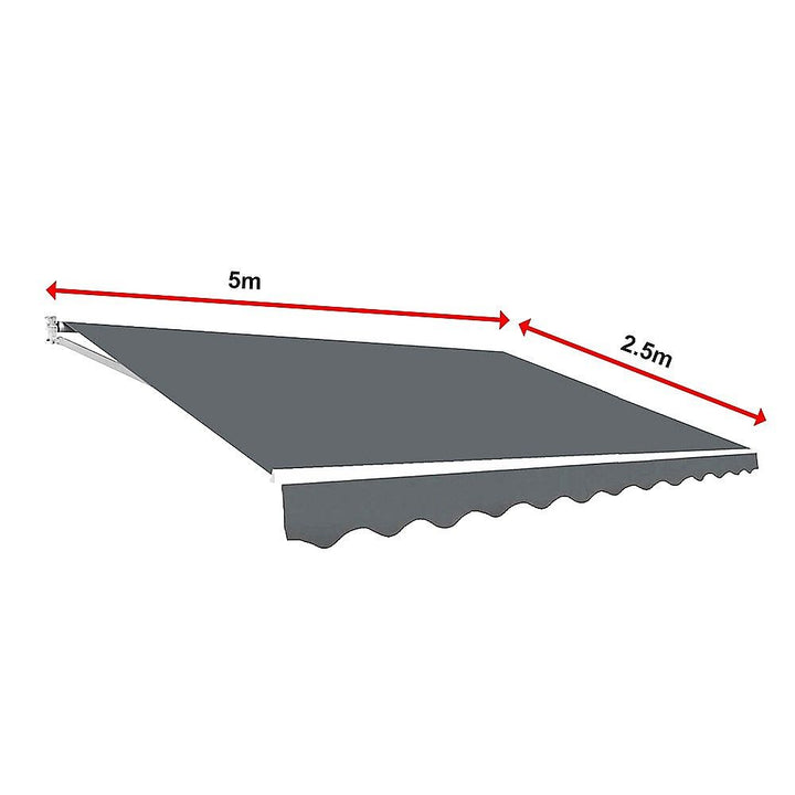 Motorised Outdoor Folding Arm Awning Retractable Sunshade Canopy Grey 5.0m x 2.5m