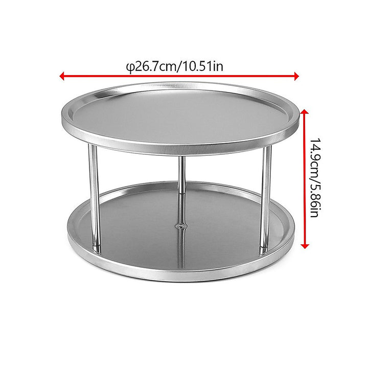 2-Tier Rack Lazy Susan Organiser Steel Kitchen Pantry Cabinet Storage