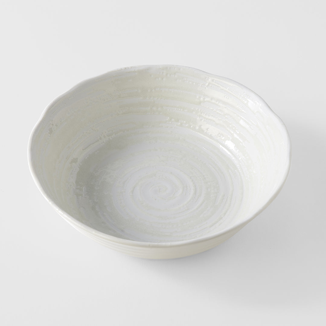 Bowl 21.5cm White Spiral Glaze