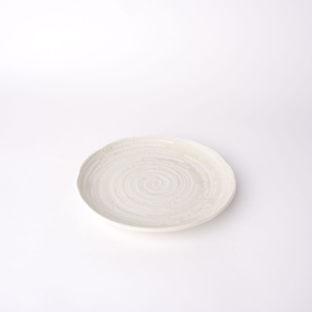 Tapas Plate 16cm White Spiral Glaze