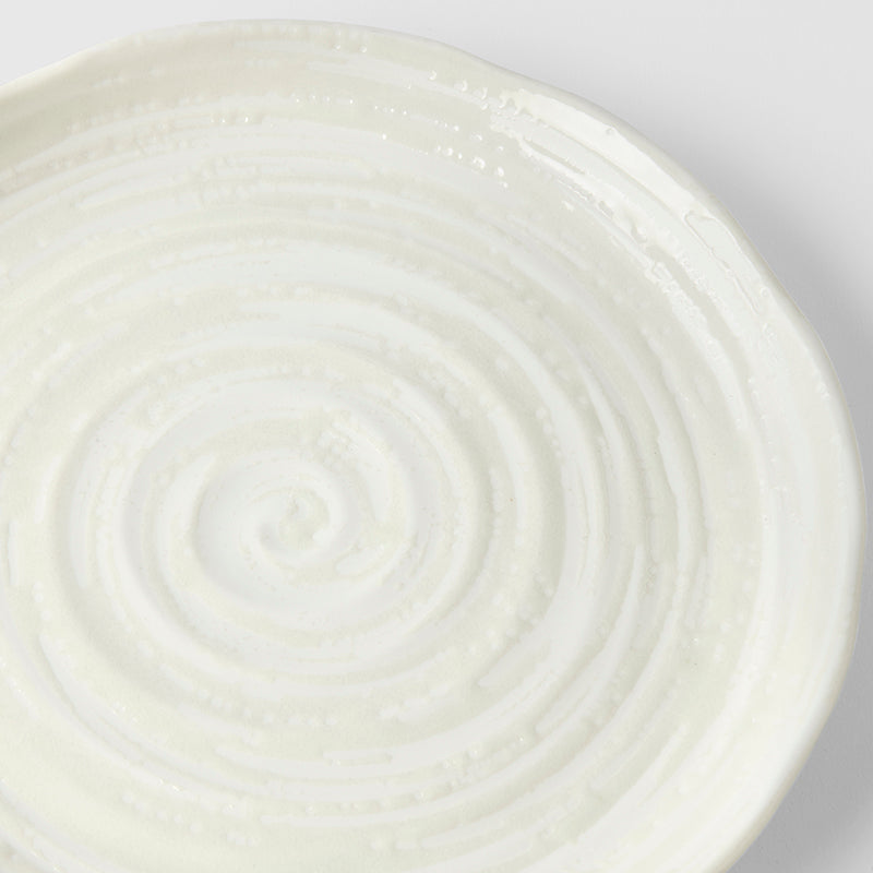 Side Plate 21.5cm White Spiral Glaze