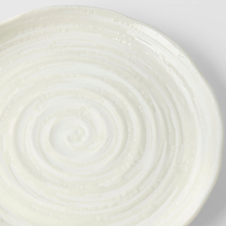 Side Plate 21.5cm White Spiral Glaze
