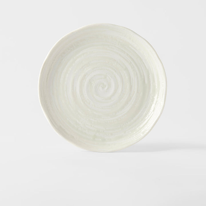 Side Plate 21.5cm White Spiral Glaze