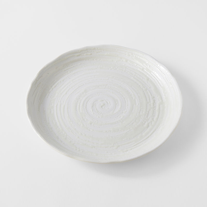 Dinner Plate 24.5cm White Spiral Glaze
