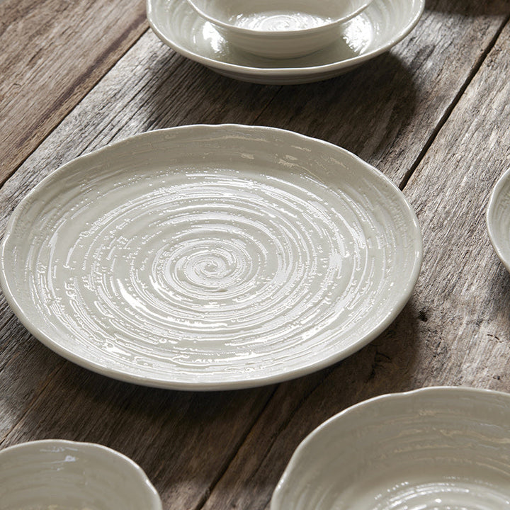 Dinner Plate 24.5cm White Spiral Glaze