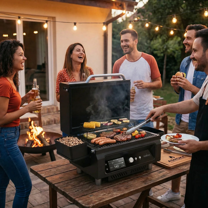 ASMOKE Essential Portable Wireless Pellet Smoker - Battery Powered 8-in-1 Mini BBQ Grill with Smart Temp Control & Meat Probe for Camping & RV