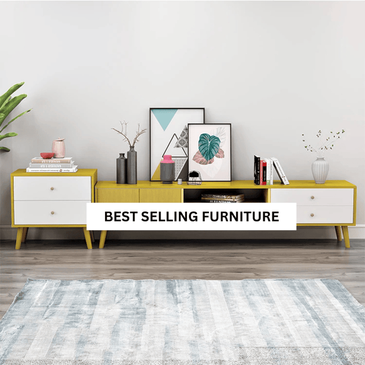 NNECN Modern TV Stand Side Table Coffee Table Package - Living Room Furniture Set