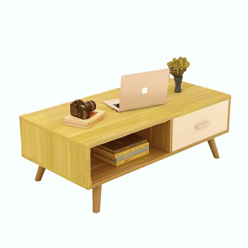 NNECN Coffee Table with Storage Drawer and Open Shelf - Modern Storage Coffee Table