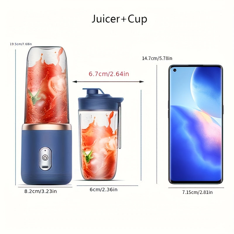 Portable USB Rechargeable Blender Cup Blue - Personal Smoothie Juicer