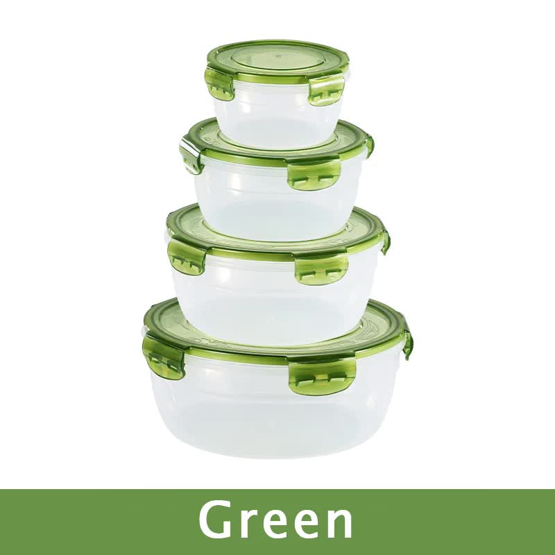 Round Food Storage Containers 4PCS Green - Airtight BPA-Free Microwave Safe Set