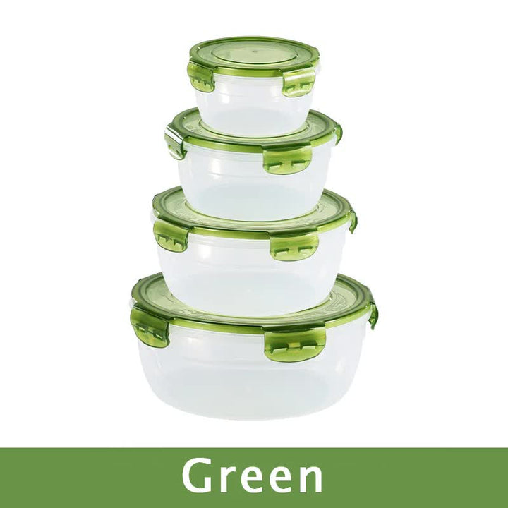 Round Food Storage Containers 4PCS Green - Airtight BPA-Free Microwave Safe Set