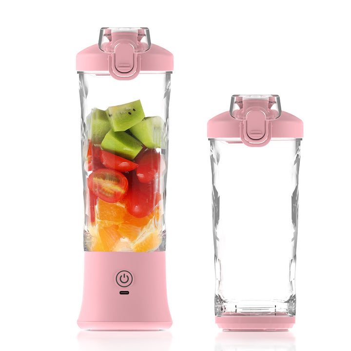 Portable Blender 600ml Pink - Rechargeable Ice Crushing Fruit Juicer Cup
