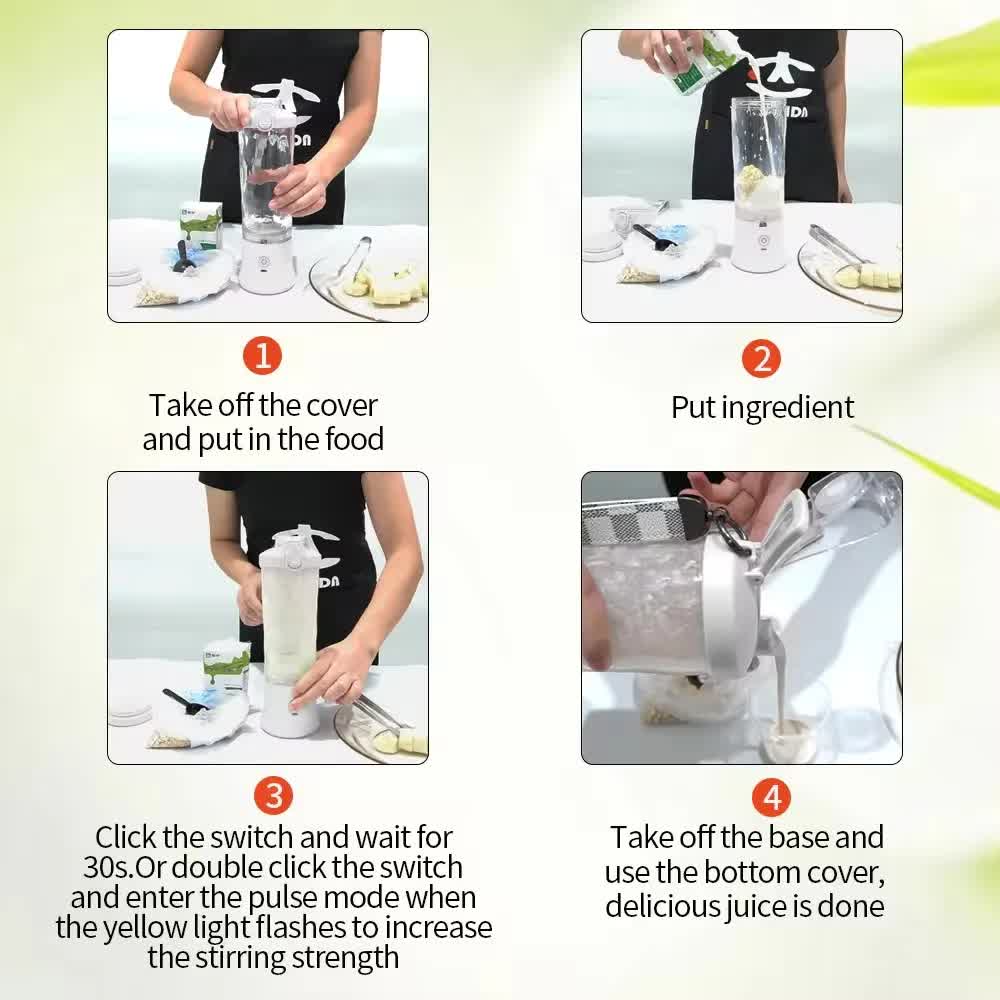 Portable Blender 600ml Pink - Rechargeable Ice Crushing Fruit Juicer Cup