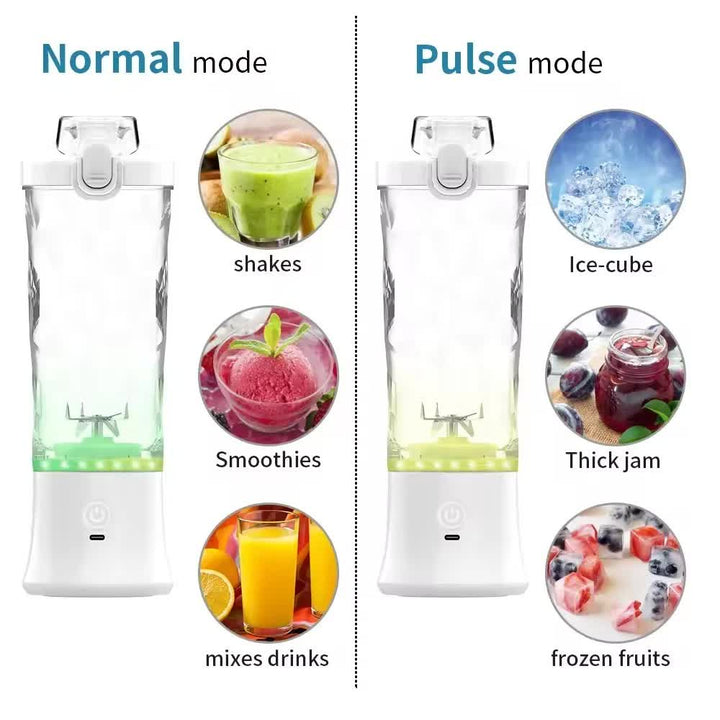 Portable Blender 600ml Pink - Rechargeable Ice Crushing Fruit Juicer Cup