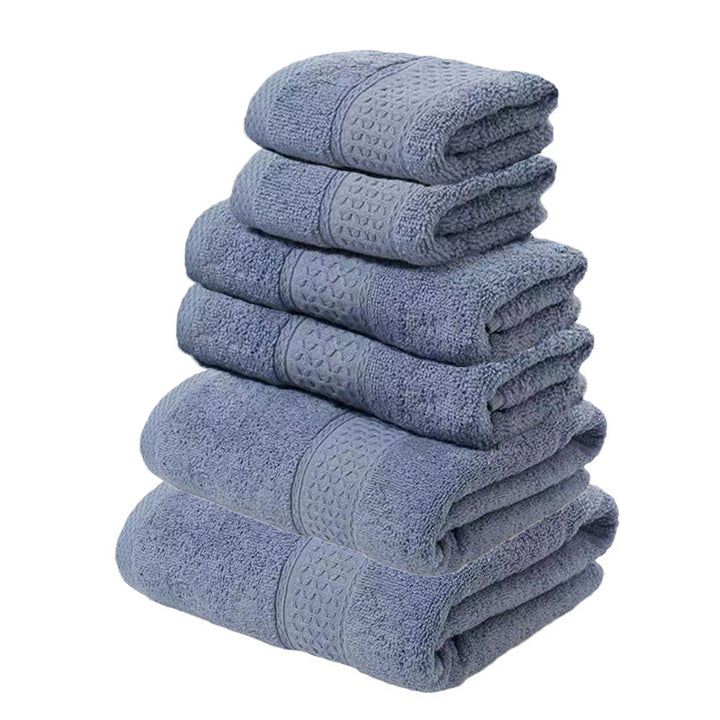 Grey Blue Luxury 6-Piece 100% Cotton Towel Set - 2 Bath Towels, 2 Hand Towels, 2 Face Towels