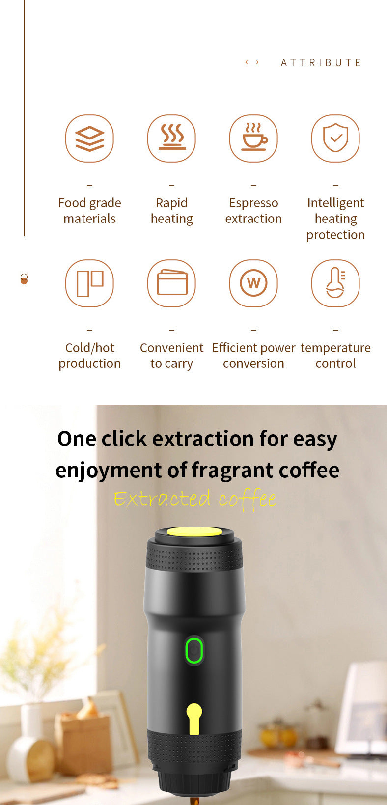 Green 3-in-1 Portable Electric Espresso Maker - Rechargeable Travel Coffee Machine for Capsules & Ground Coffee