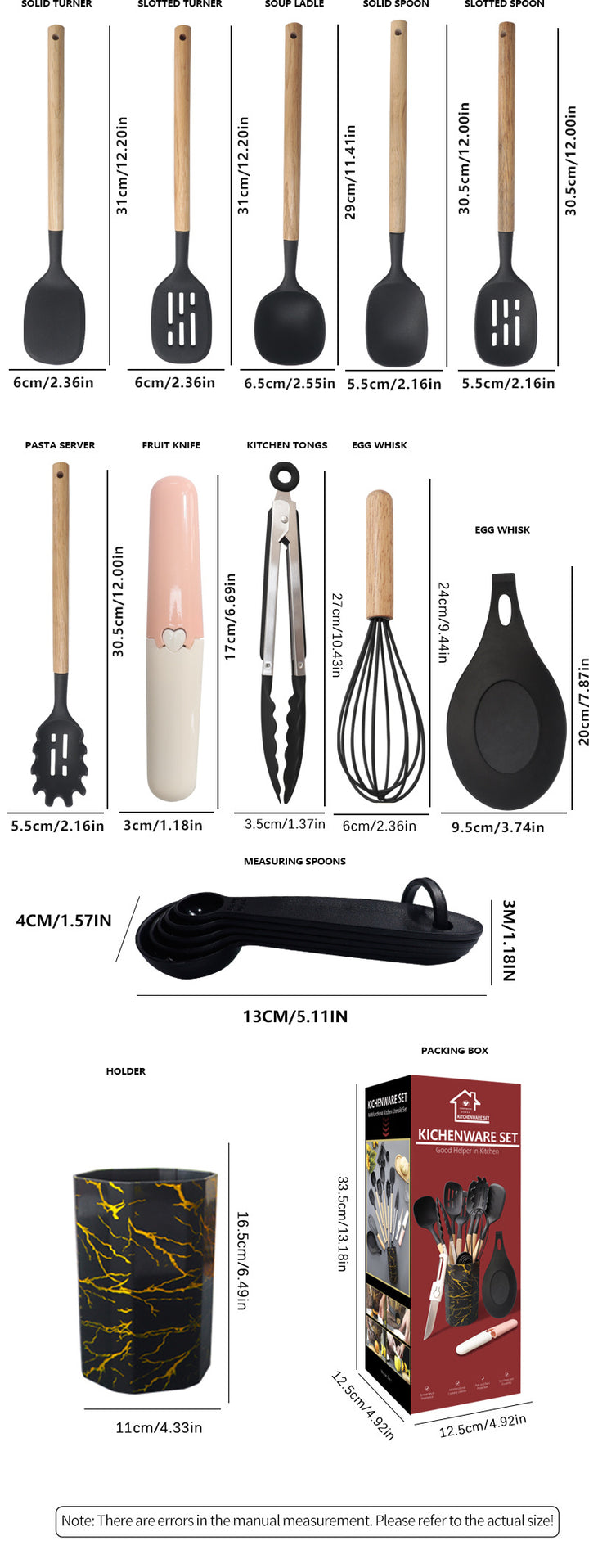 Blue 12-Piece Silicone Cooking Utensil Set - Non-Stick Kitchen Tools with Holder