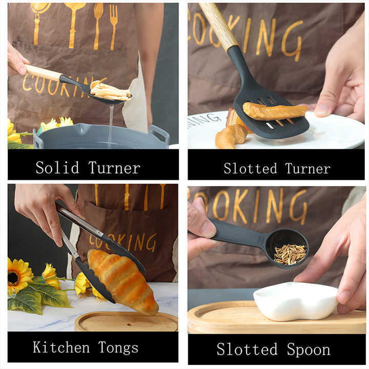 12-Piece Silicone Cooking Utensil Set with Holder - Non-Stick Kitchen Tools