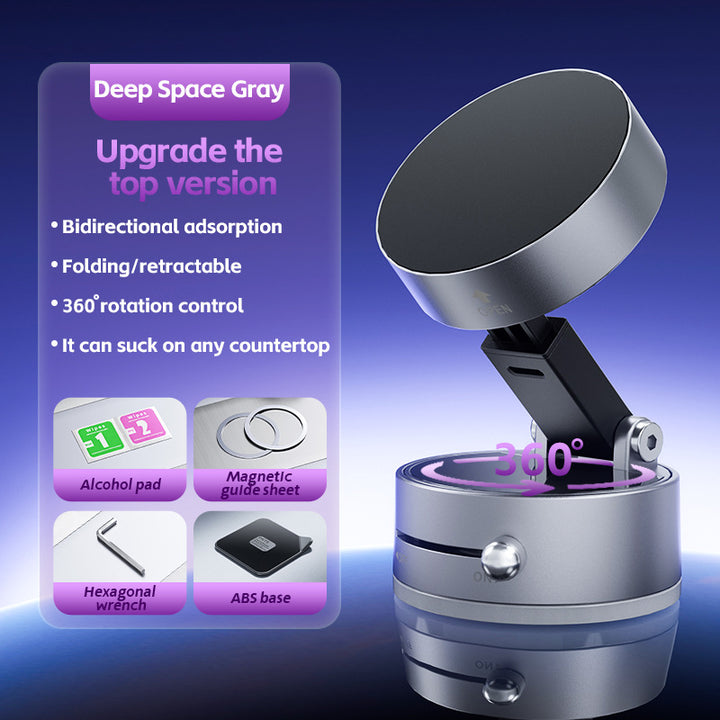Foldable Vacuum Suction Phone Stand Gray for Car Navigation