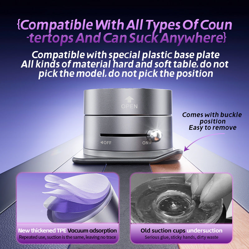 Foldable Vacuum Suction Phone Stand Gray for Car Navigation
