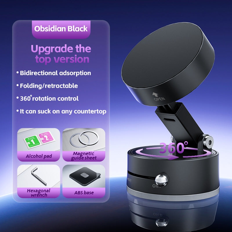 Foldable Vacuum Suction Phone Stand Gray for Car Navigation