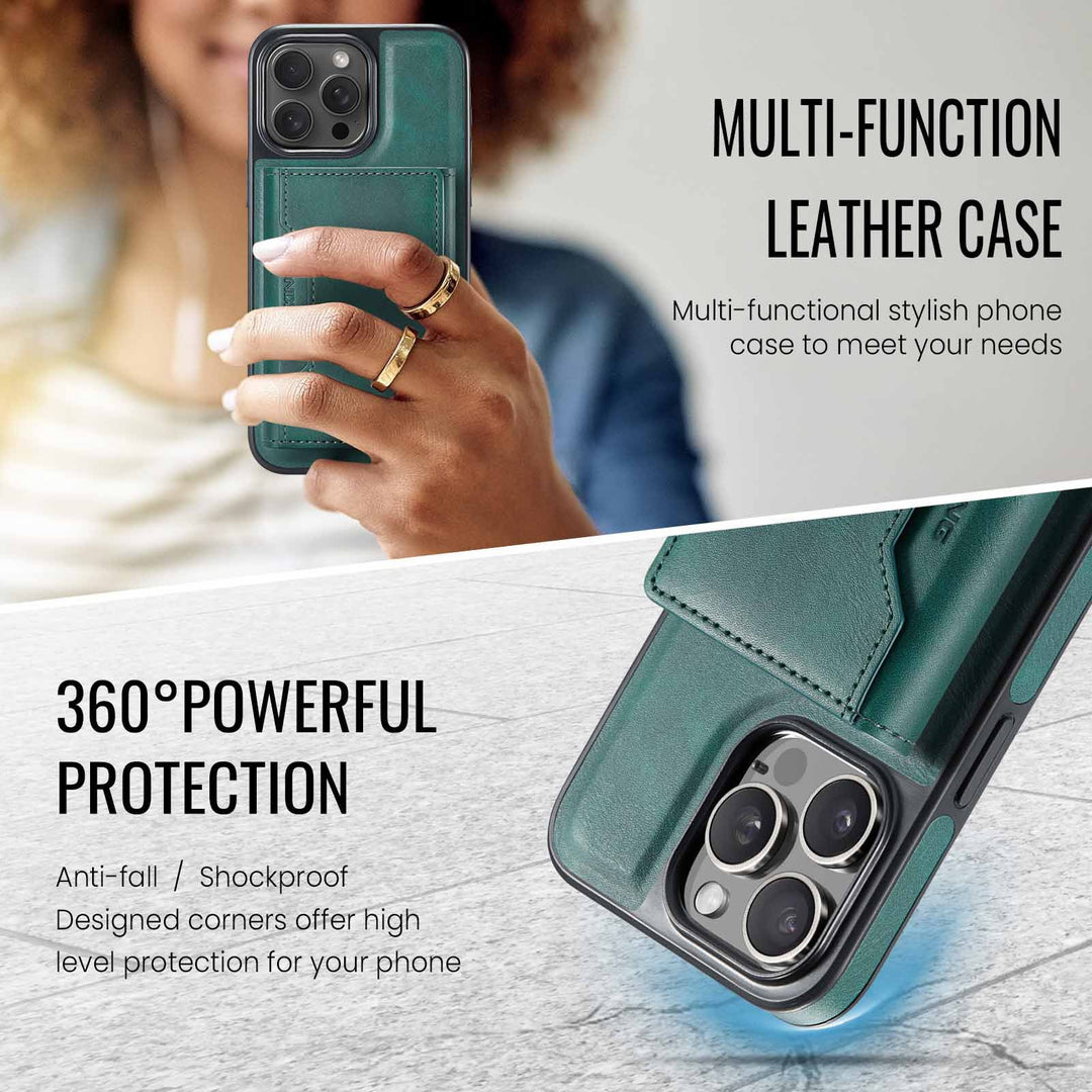 Brown Premium MagSafe Wallet Case for iPhone 16 Pro Max - Detachable PU Leather Magnetic Card Holder