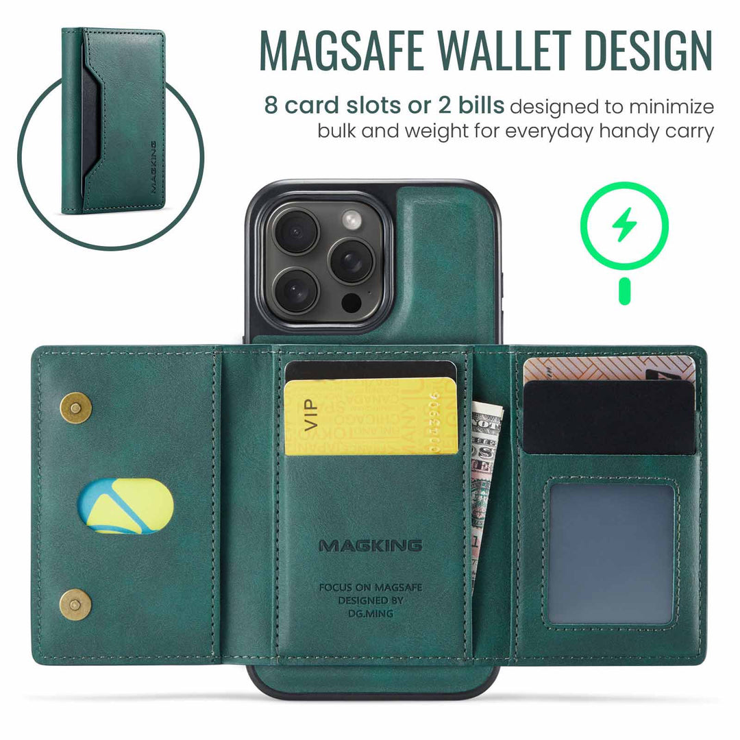 Coffee Premium MagSafe Wallet Case for iPhone 16 Pro Max - Detachable PU Leather Magnetic Card Holder