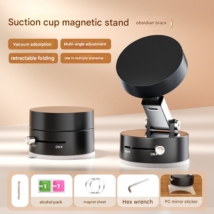 Multi-Functional Magnetic Phone Holder Suction Cup Stand Black