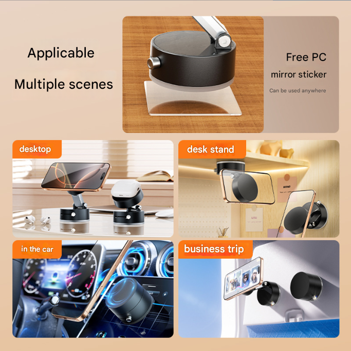 Multi-Functional Magnetic Phone Holder Suction Cup Stand Black