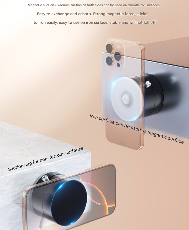 Multi-Functional Magnetic Phone Holder Suction Cup Stand Black