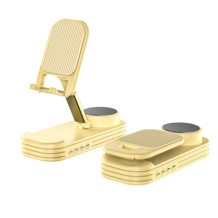 Foldable Desktop Phone Stand with Bluetooth 5.3 Speaker Yellow