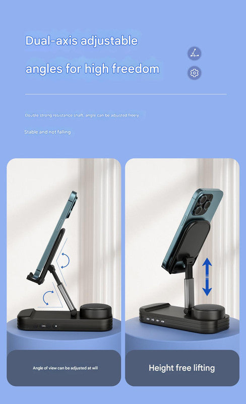 Foldable Desktop Phone Stand with Bluetooth 5.3 Speaker Yellow