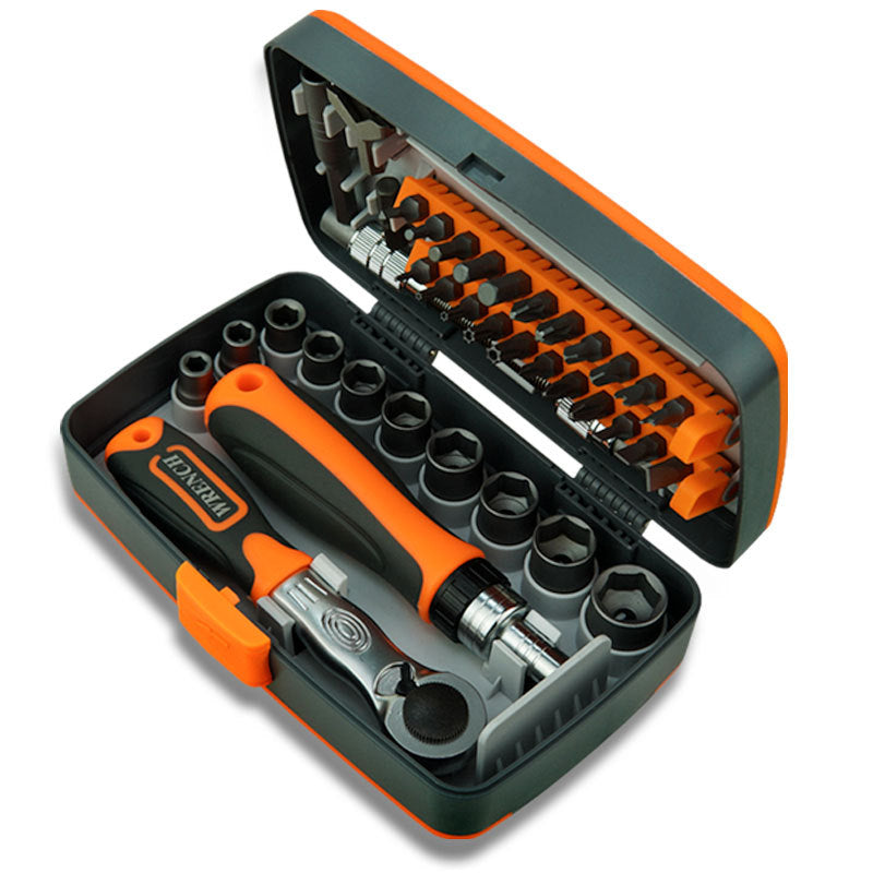 38-Piece Ratchet Screwdriver & Socket Wrench Set - Professional Multi-Bit Repair Tool Kit