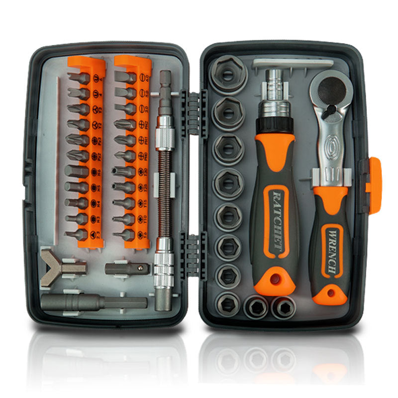 38-Piece Ratchet Screwdriver & Socket Wrench Set - Professional Multi-Bit Repair Tool Kit