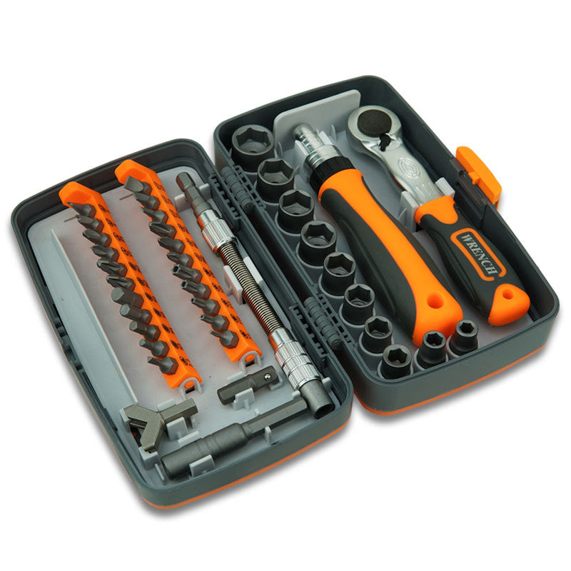 38-Piece Ratchet Screwdriver & Socket Wrench Set - Professional Multi-Bit Repair Tool Kit