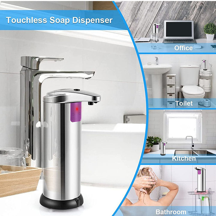 Touchless Automatic Soap Dispenser Silver - Stainless Steel Infrared Sensor