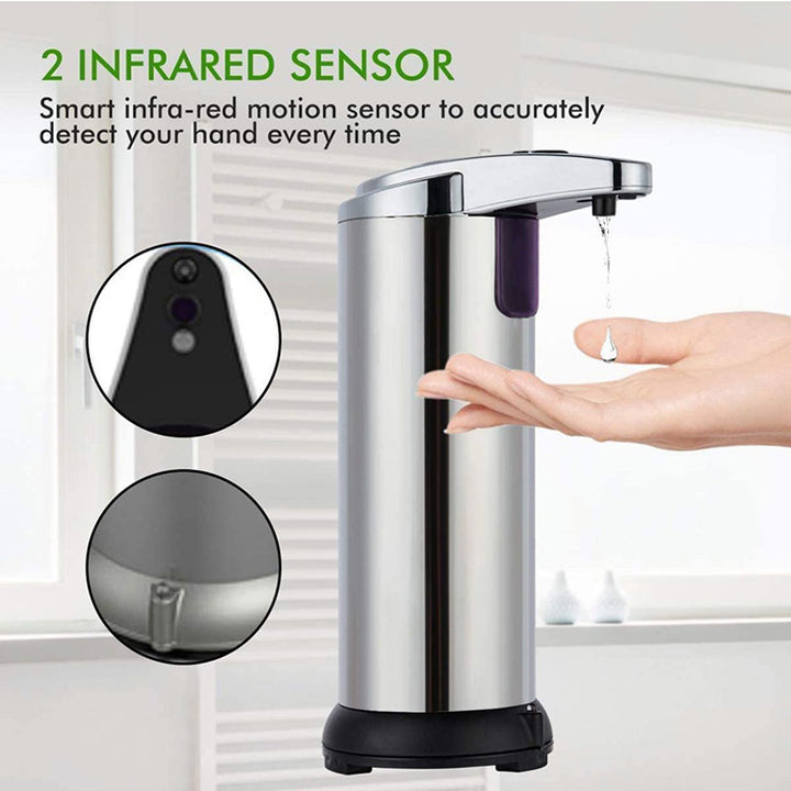 Touchless Automatic Soap Dispenser Silver - Stainless Steel Infrared Sensor