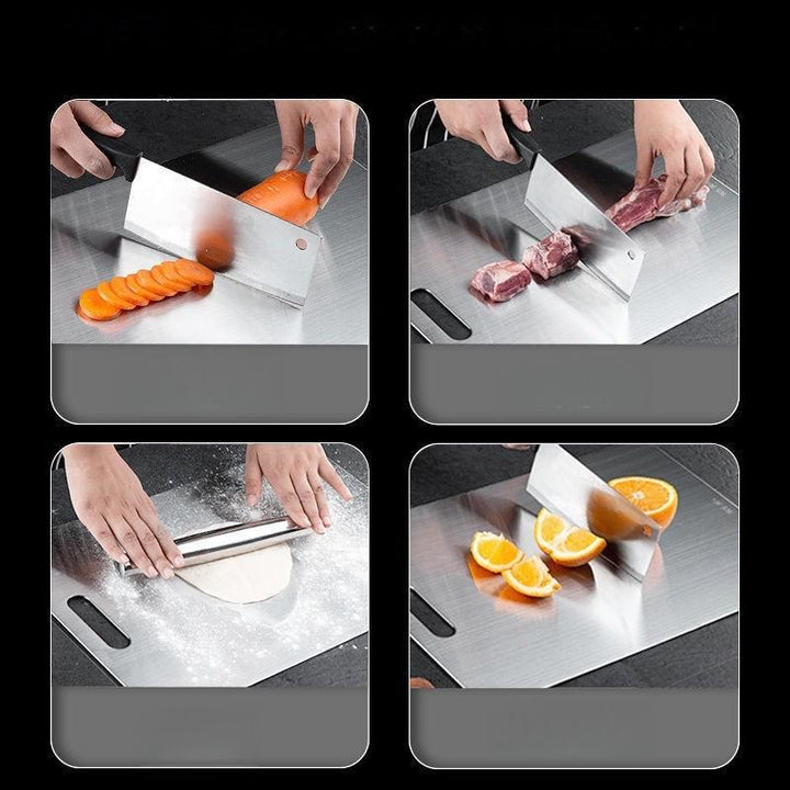 Dual-Sided Stainless Steel Chopping Board - Hygienic & Durable Kitchen Cutting Board for Meat, Veggies & More(24*15cm)