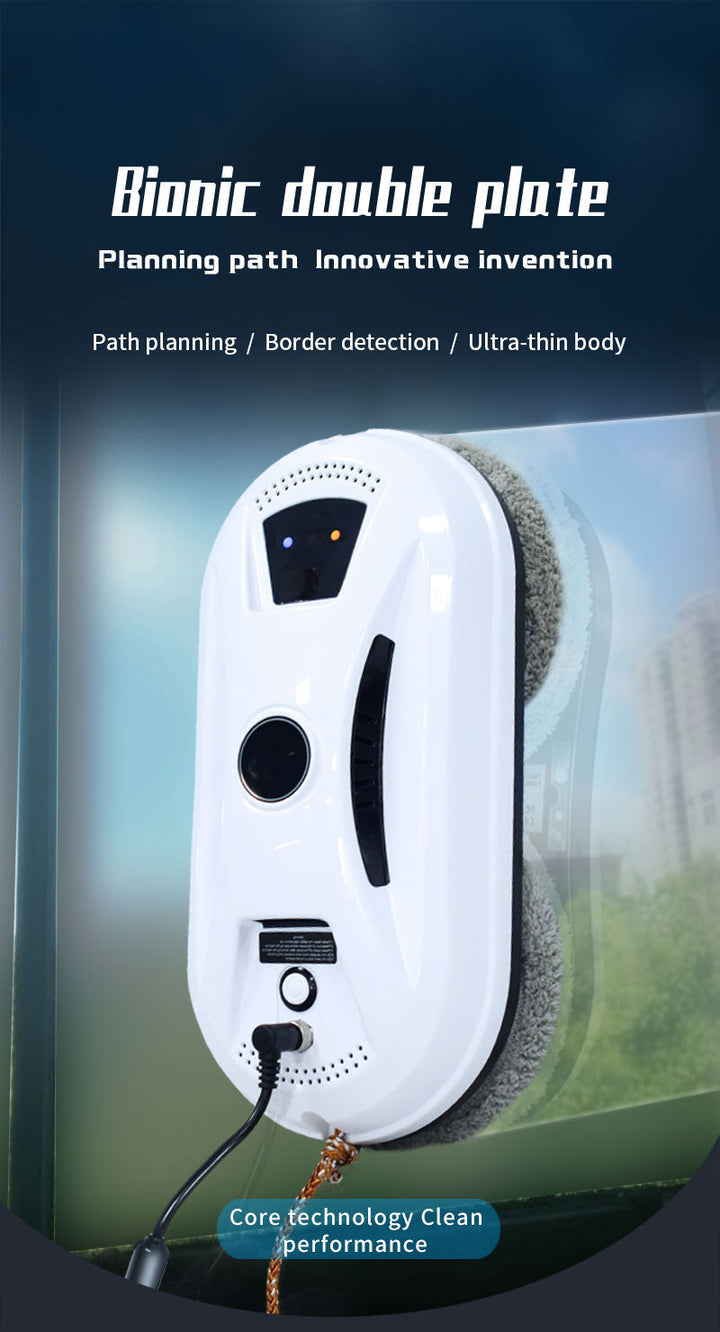 Smart Robot Window Cleaner - Automatic Glass Cleaning Washer with Remote Control - 2800Pa Suction & UPS Safety System - Includes 10 Microfibre Pads