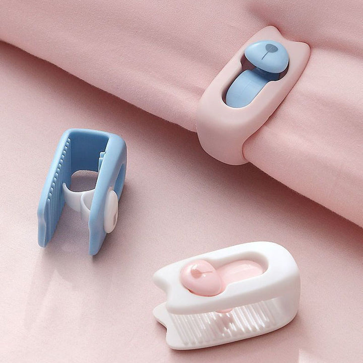 Light blue cheese Washed Cotton Bedding Set - Solid Color Fitted Sheet Style, 4-Piece Set for 1.5m Bed, Includes 10 Random Color Quilt Fasteners(1.5m)