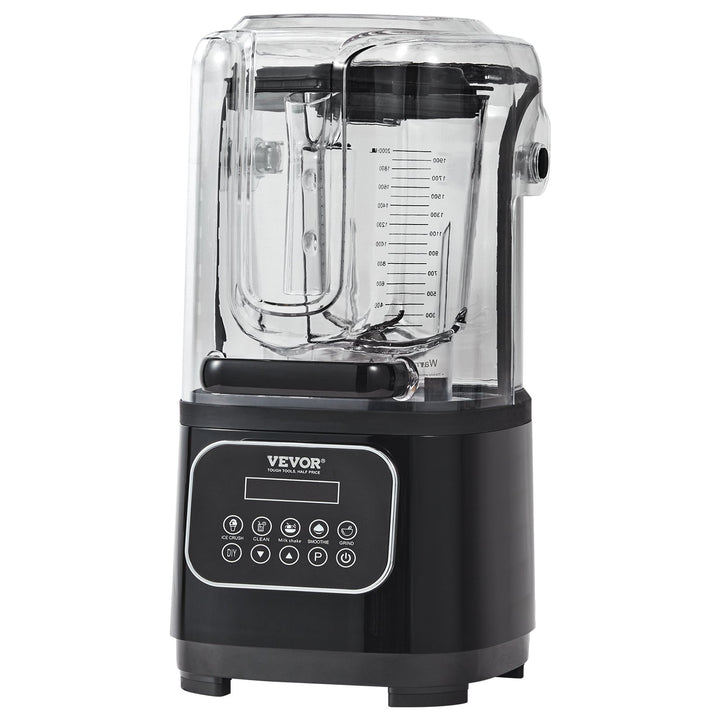 Professional Blender with Shield, Commercial Countertop Blenders, 2L Jar Blender Combo, Stainless Steel 9 Speed & 5 Functions Blender, for Shakes, Smoothies, Peree, and Crush Ice, Black